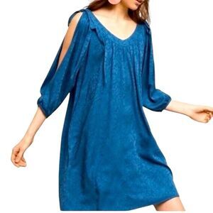 Anthropologie Holding Horses Leyton blue open-shoulder swing dress size medium